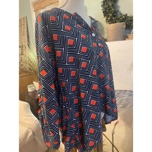 Escapada NWOT Graphic Pattern Red White Blue Tunic Tops XL